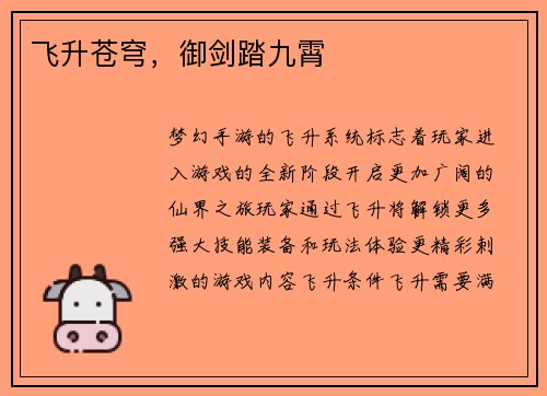 飞升苍穹，御剑踏九霄